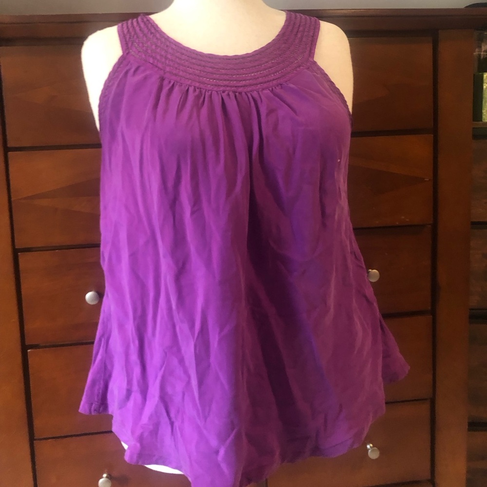 Banana Republic Purple Smocked Halter Tank Top